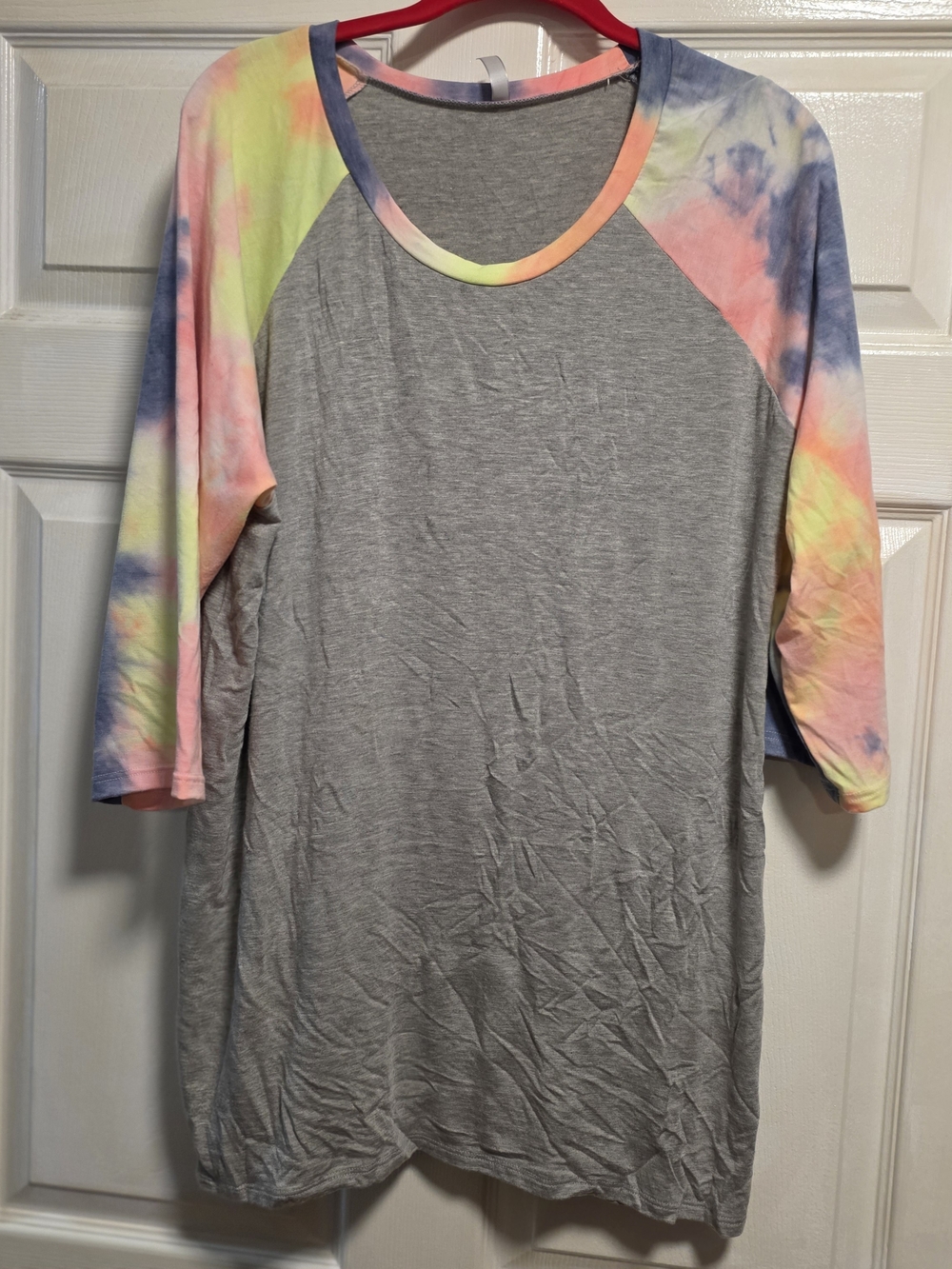Acting Pro Gray Tee with Pastel Tie-Dye Raglan Sleeves